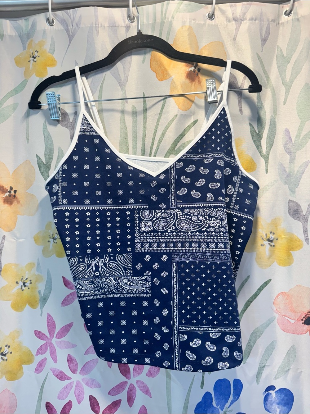 wild fable Navy Bandana Patchwork Crop Tank